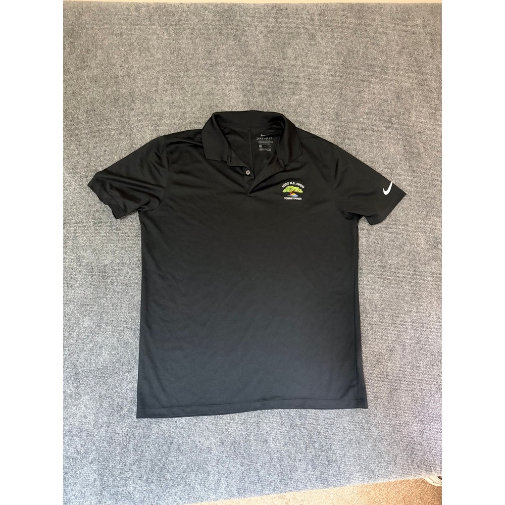 Nike Dri-FIT 121st US Open Torrey Pines Golf Polo Mens Medium Black Short Sleeve